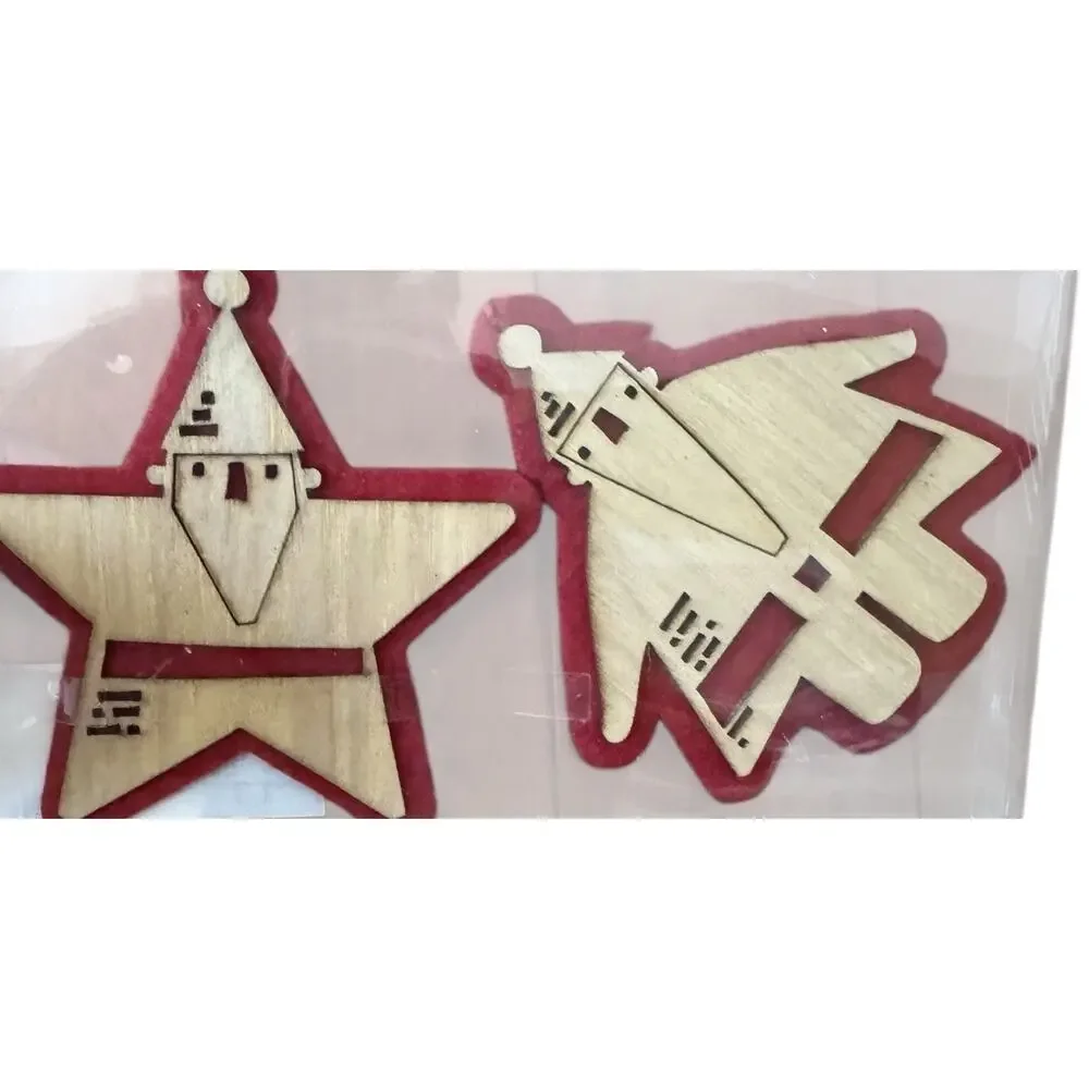 Christmas Holiday Northern Horizons‎ Ornaments (12) Wooden Reindeer Tree Santa